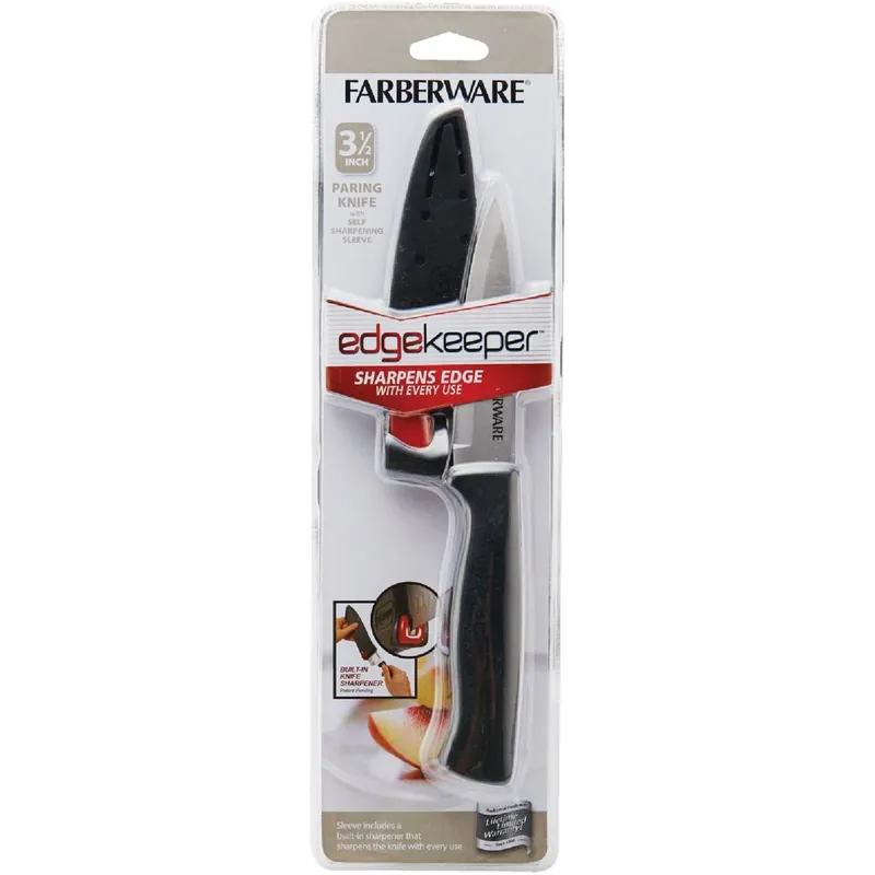 Farberware 3.5 In. Black Paring Knife With Edgekeeper Sheath And Sharpener