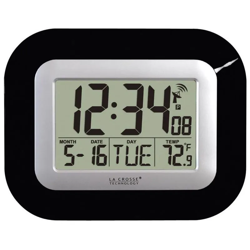 Atomic Digital Wall Clock With Indoor Temperature