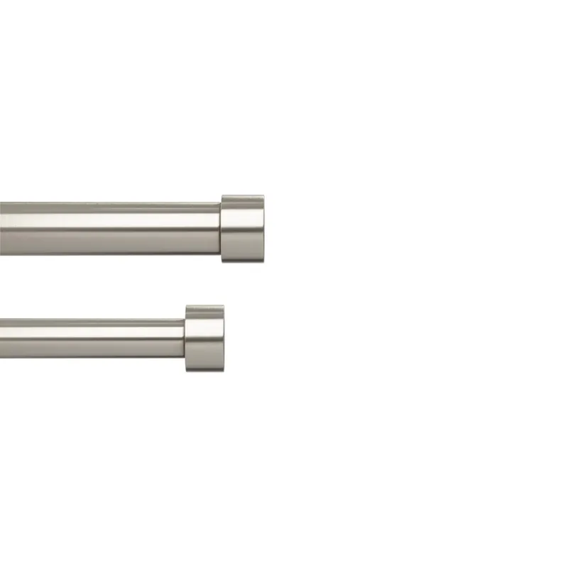 Cappa Nickel Silver Double Curtain Rod 120 In. To 180 In. Adjustable Length
