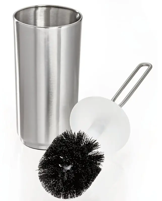 Steel Handle Bowl And Brush Holder Set, 16 In Height, Silver