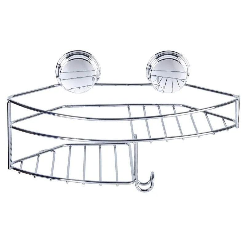 Stick N Lock Plus Chrome Silver Shower Basket 5.44 In. H X 6.5 In. W X 11.8 In. L
