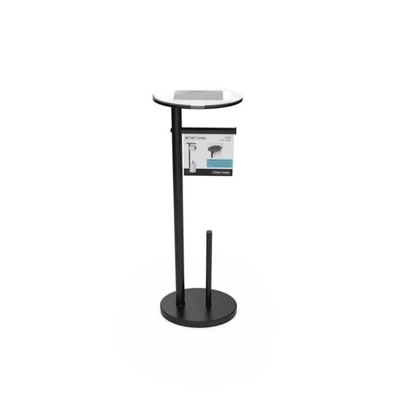 Ovo Matte Black Freestanding Toilet Paper Holder With Storage Tray