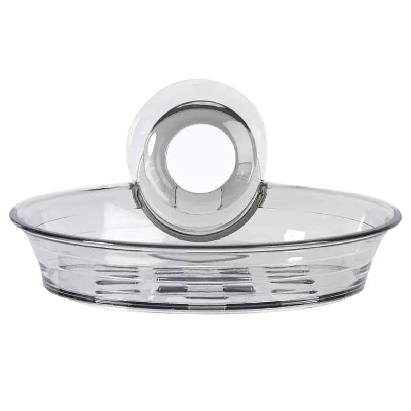 Impress Clear Gray Plastic Soap Dish - Suction Wall Mount Design