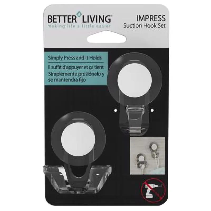 Impress 3 In. H X 1.75 In. W X 2.25 In. L Matte Clear Bath Hook Set