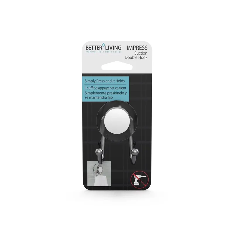 Impress 3 In. H X 2.25 In. W X 2 In. L Gray Double Suction Hook