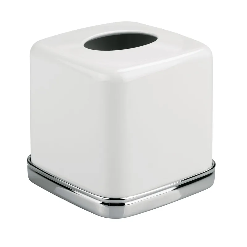 York Bath Chrome Silver/white Steel Tissue Cover - 5.5" Height