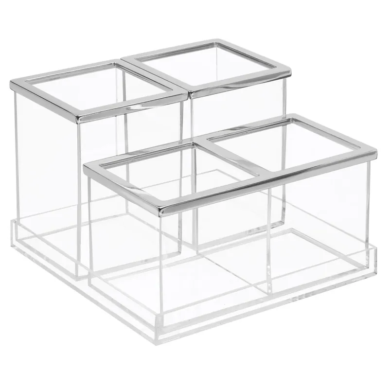 Clear Plastic Bath Accessory Set - 5 Pieces, 4.61 In Height
