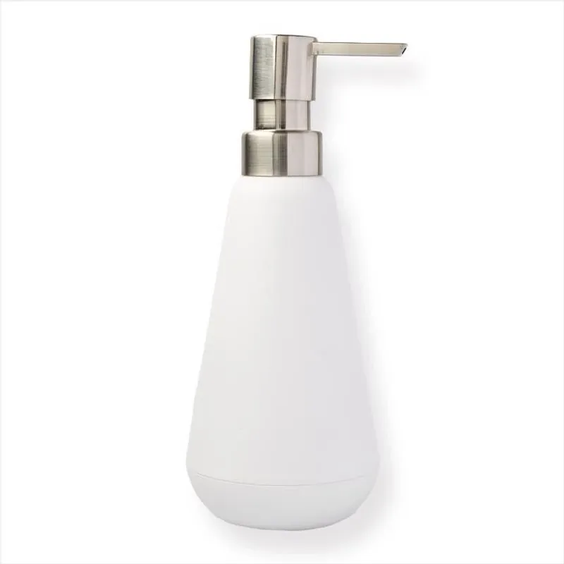 Sttelli Belize Brushed Nickel White Plastic Soap Pump – Sleek Bathroom Dispenser