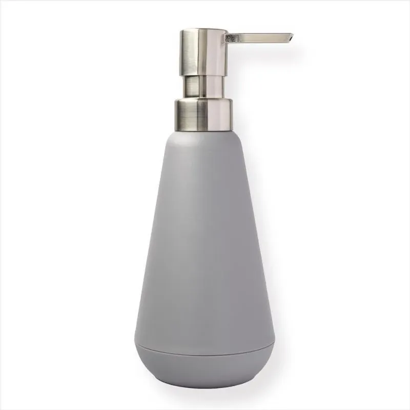 Sttelli Belize Brushed Nickel Gray Plastic Soap Dispenser – Modern Bathroom Pump