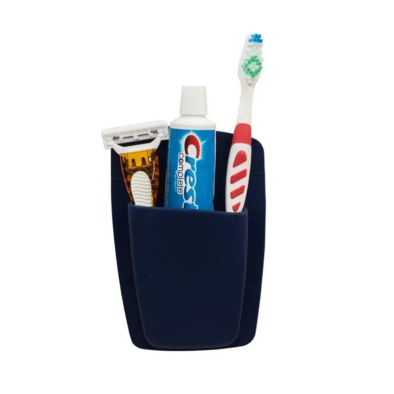 Navy Silicone Caddy For Razor And Toothbrush Holder - Sio-bor-nav