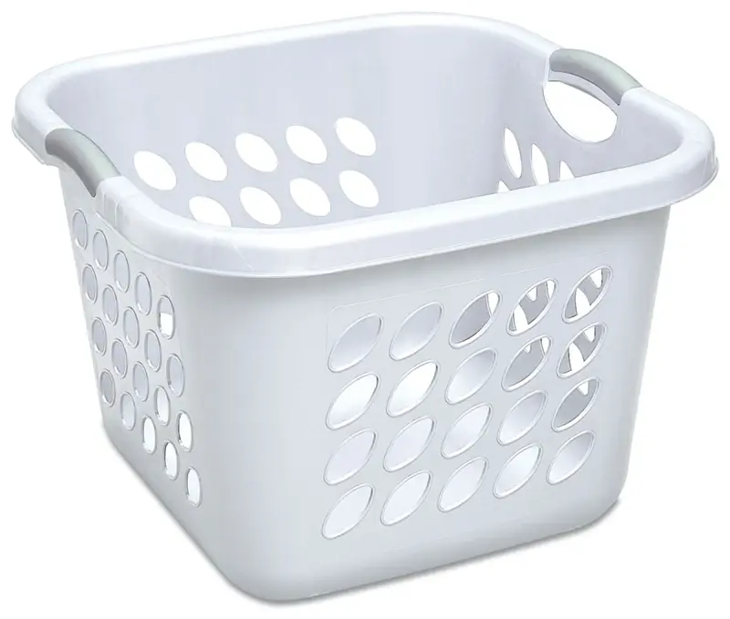 Laundry Basket, Square, White, 19-In.