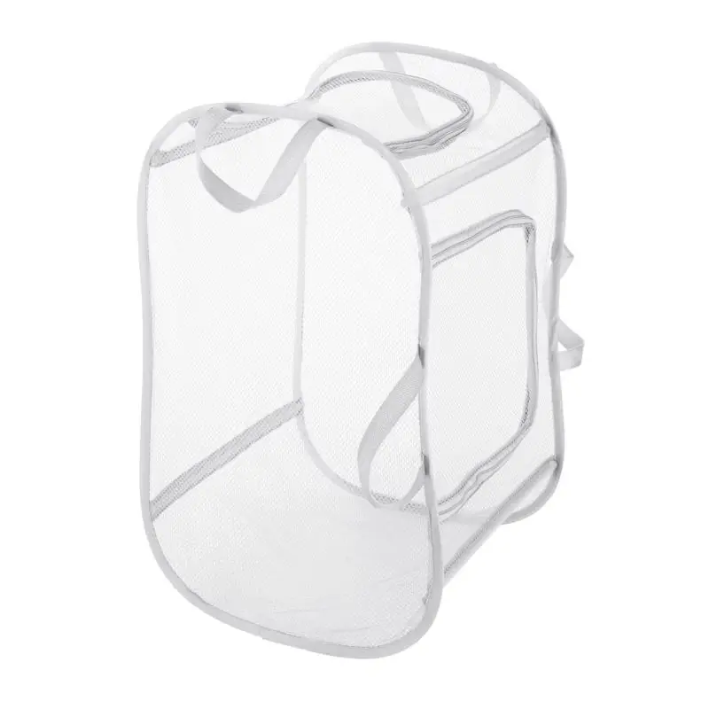 White Fabric Collapsible Hamper - 25" Height, 15" Length, 15" Width