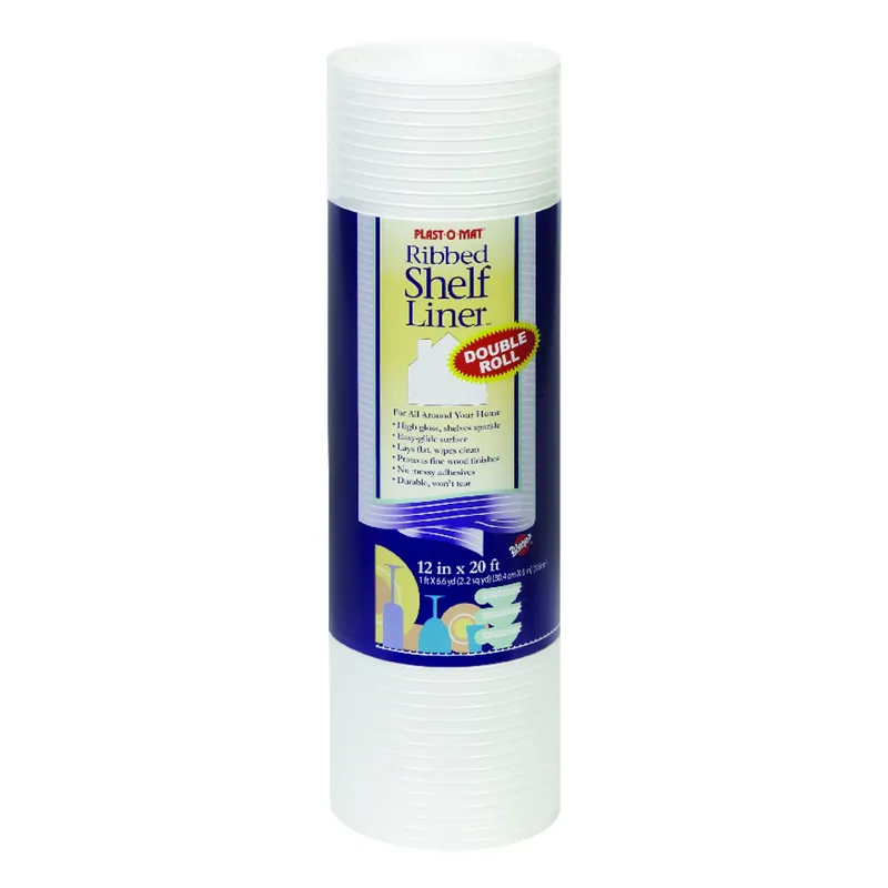 Plast-o-mat 12 In. X 20 Ft. White Ribbed Non-adhesive Shelf Liner