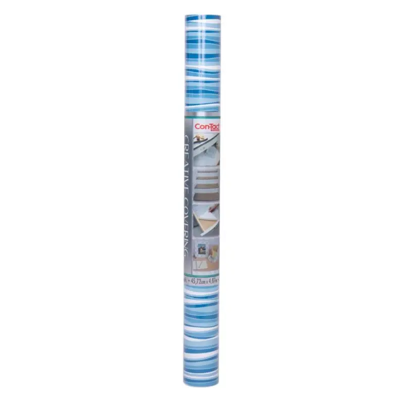 16 Ft. L X 18 In. W Blue/white Stripes Self-adhesive Shelf Liner