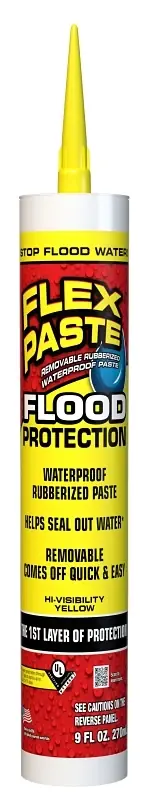 Flex Paste Flood Protection Removable Rubber Paste, Yellow, 9 Oz. Cartridge