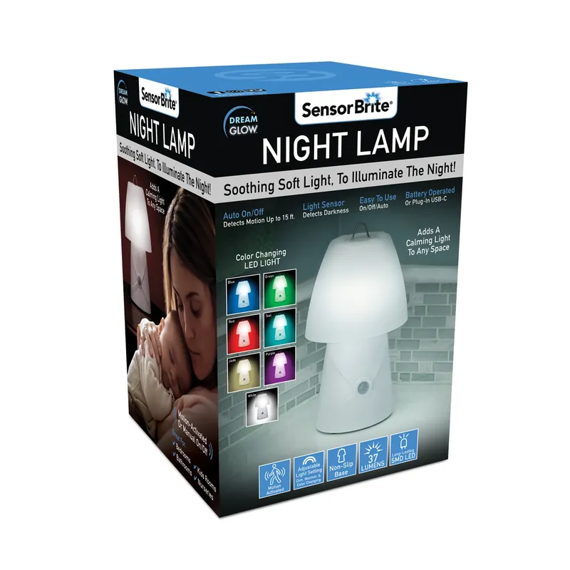 Sensor Brite Dream Glow Color Changing Night Light Lamp 1 Pk