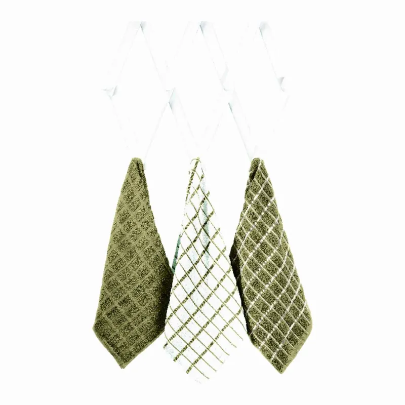 Ritz Mocha Cotton Check Kitchen Towel 3 Pk