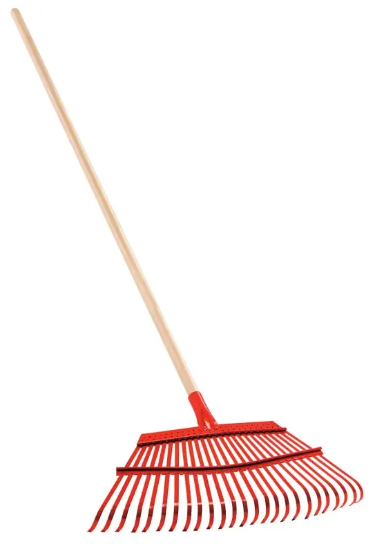 19 In. Steel Head Lawn And Leaf Rake With 54 In. Wood Handle, 25 Tines