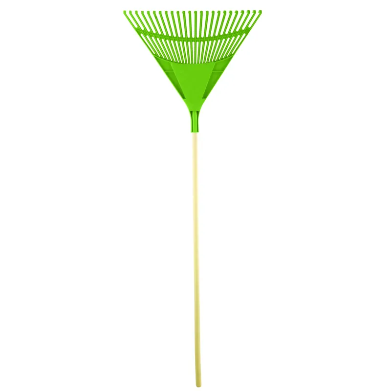 24 Inch Poly Rake With Wood Handle - 24 Tines For Efficient Yard Cleanup