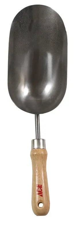 15 In. L General Purpose Shovel With Stainless Steel Scoop And Wood Handle