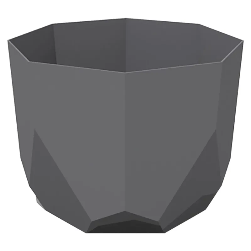 Tuxton 8 In. Charcoal Resin Planter - Modern Geometric Design