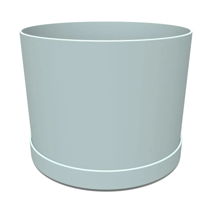 Mathers Collection 8 In. Misty Blue Plastic Planter With Saucer