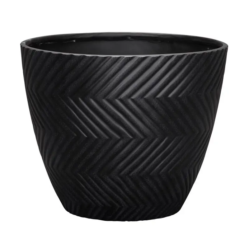 13 In. H X 16 In. D Polyresin Yuma Planter In Black