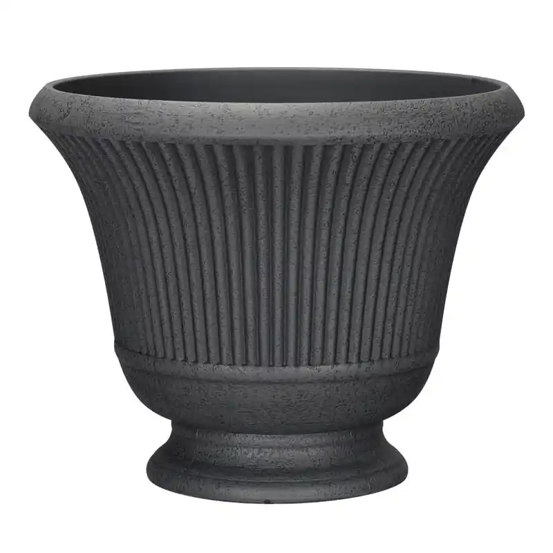 12.9 In. H X 16 In. D Charcoal Polyresin Pedestal Urn Planter