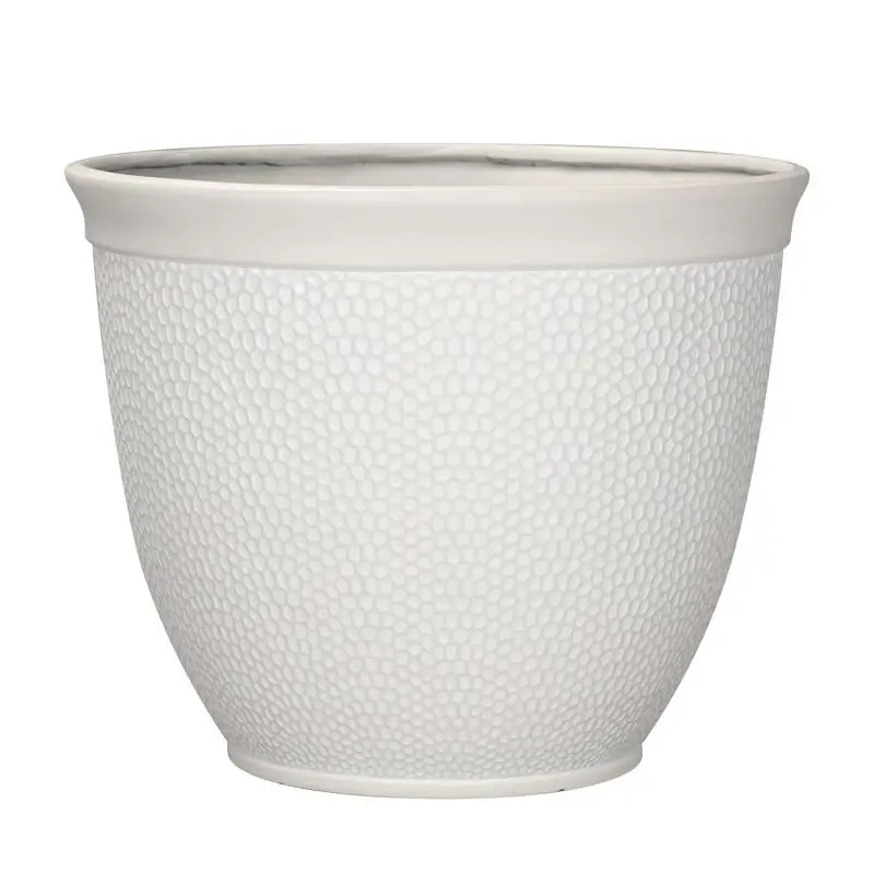 13.25 In. H X 16 In. D Polyresin Shea Planter - White