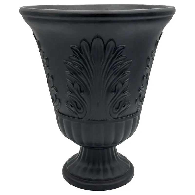 Classic Home & Garden 19 In H X 16 In D Black Plastic Larissa Urn Planter