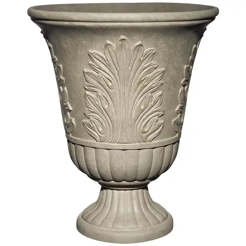 Classic Home & Garden 19 In. H X 16 In. D Plastic Larissa Urn Planter Sand