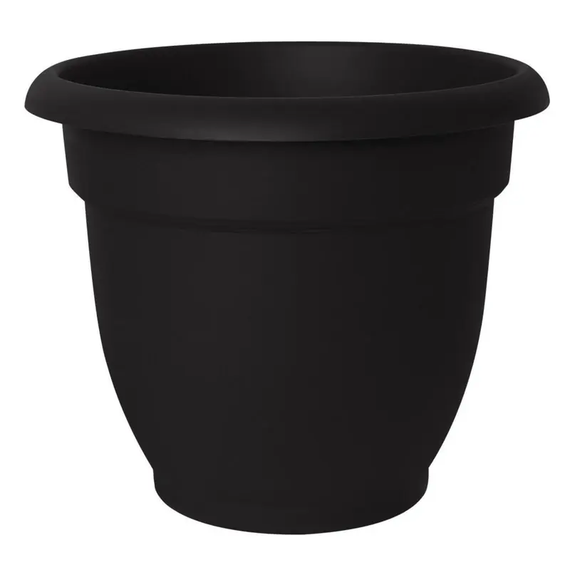 Ariana Planter, Bell Shape, Black Plastic, 12 In.