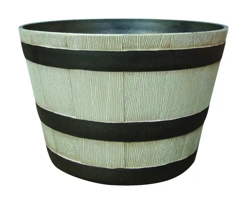 9.21 In. H X 20.5 In. Dia. Resin Whiskey Barrel Planter Birch
