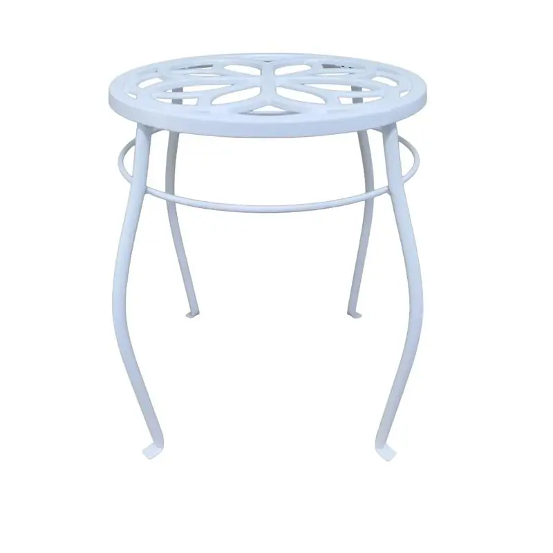 Living Accents 15 Inch White Cast Iron Plant Stand For Indoor And Outdoor Use