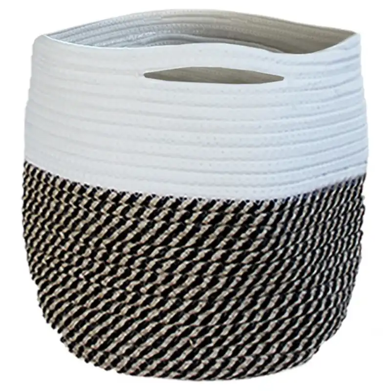 12 Inch Diameter Fabric Bloembagz Planter Bag In Black And White