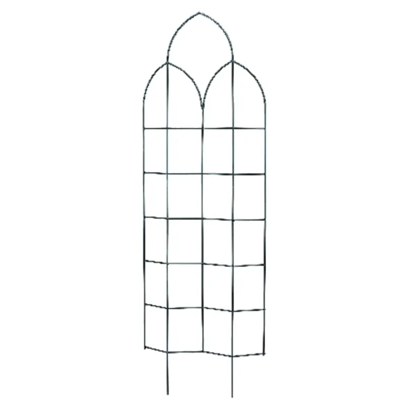 72 In. H Black Steel Offset Spire Trellis For Garden Decor