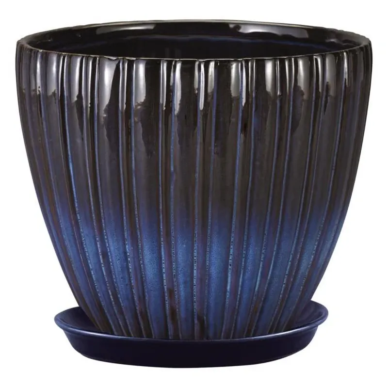 Border Concepts Rain Grey 8‑Inch Ceramic Lady Jane Cup Planter