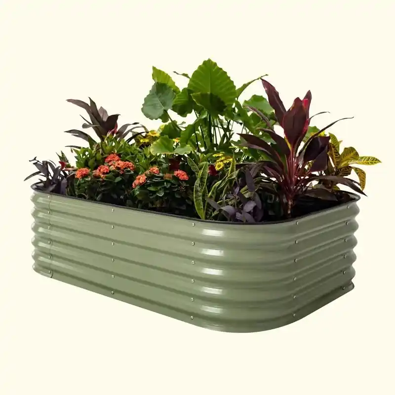 17 In. H X 78 In. W X 24 In. D Metal Modular Raised Garden Bed - Olive