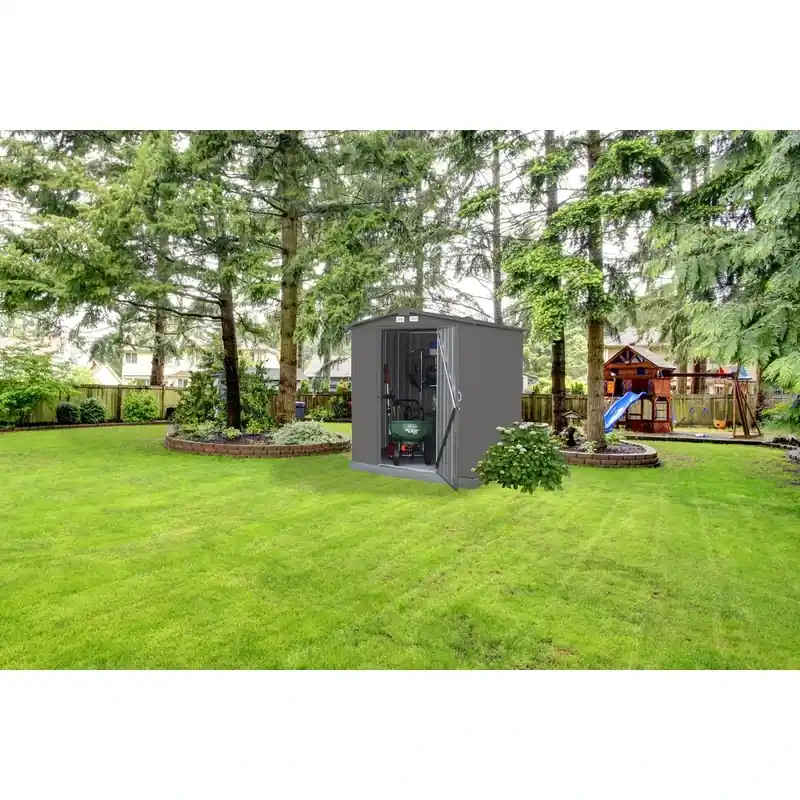 Ezee 6 Ft. X 5 Ft. Charcoal Galvanized Steel Storage Shed, Model Ez6565lvcc