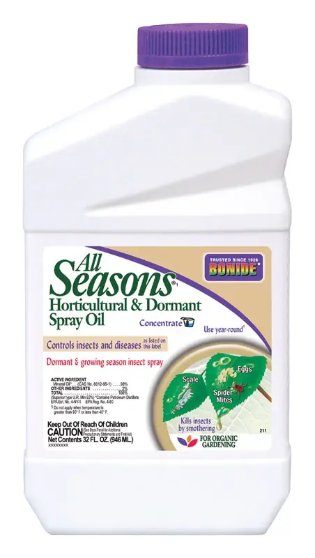 All Seasons Horticultural & Dormant Spray Oil, Organic Disease Prevention & Insect Killer, 32 Oz. Concentrate