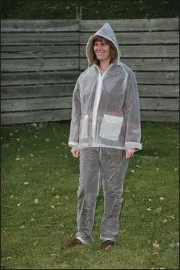 3 Piece Extra Large Clear Rainsuit With Detachable Hood And Adjustable Snaps