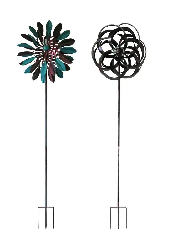 Infinity Assorted Iron 72 In. H Kinetic Garden Spinner With Solar Light
