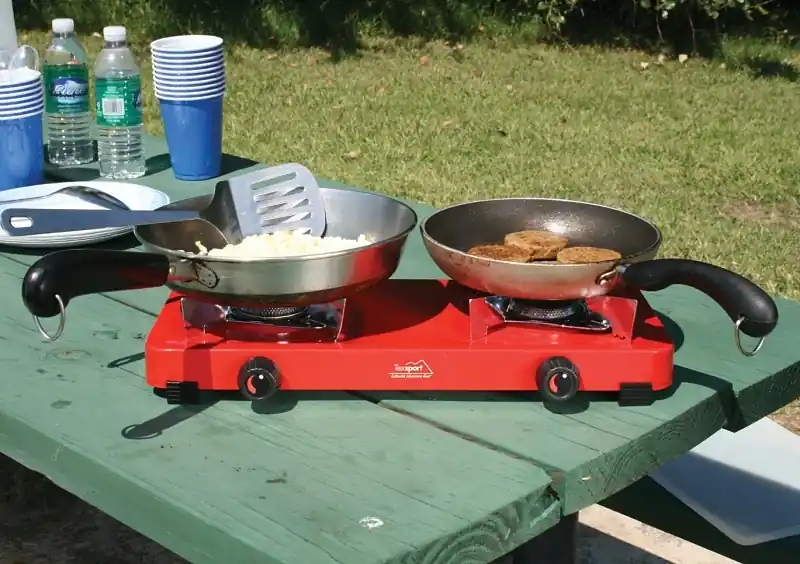 14205 Dual Burner Propane Camp Stove, 5000 Btu, Heavy-gauge Steel