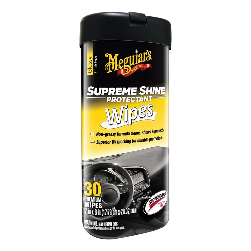 Meguiar‘s Supreme Shine Plastic/Rubber/Vinyl Protectant Wipes 30 Ct