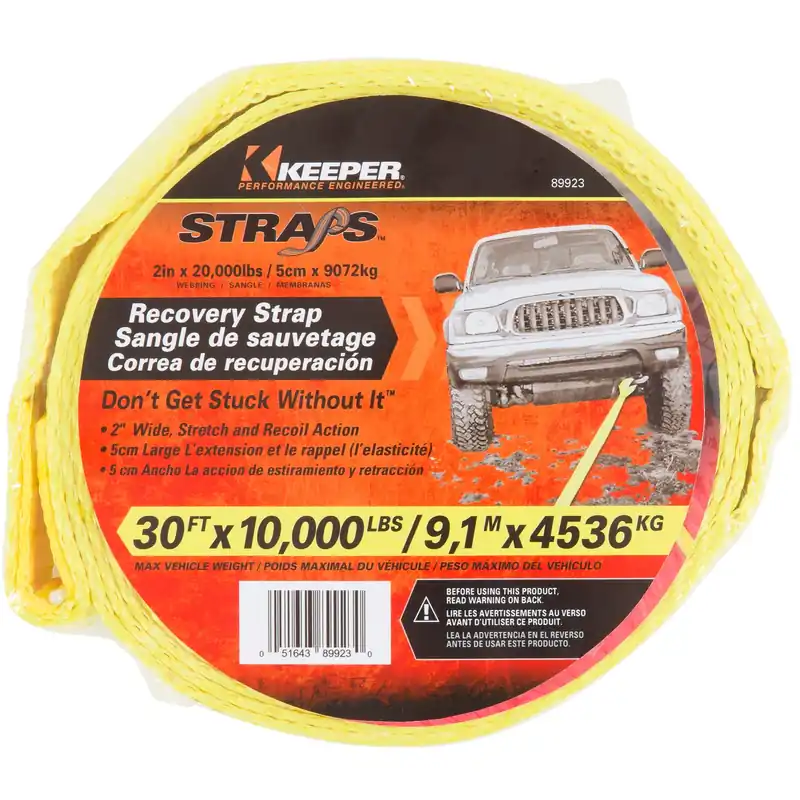 Keeper 2 In. W X 30 Ft. L Yellow Vehicle Recovery Strap 10000 Lb 1 Pk