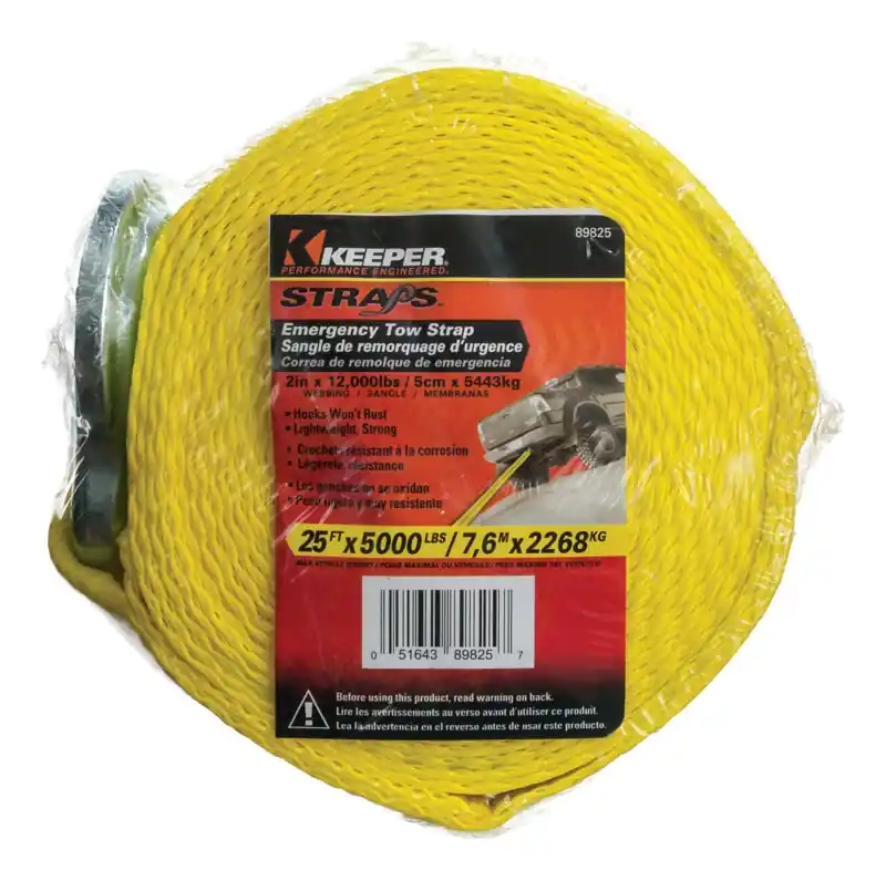 Keeper 2 In. W X 25 Ft. L Yellow Tow Strap 5000 Lb 1 Pk