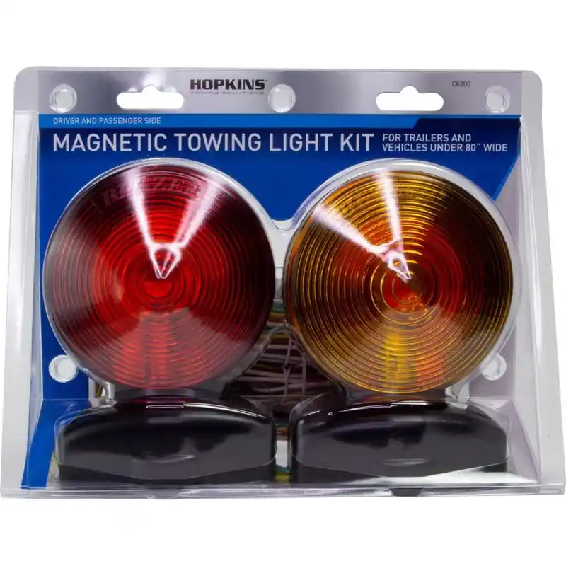 C6300 Amber/red Round Magnetic Towing Light Kit - 12 Volts