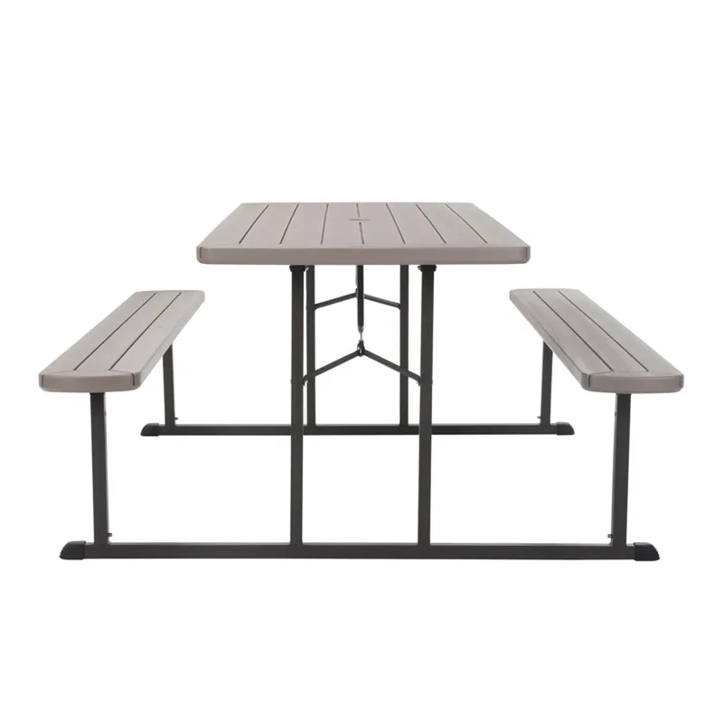 72 In. Brown Rectangle Foldable Picnic Table With Steel Frame