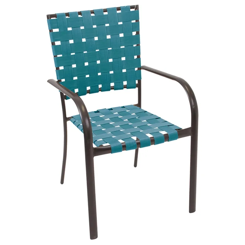 Hadley Black Steel Frame Bistro Chair In Teal - Stackable & Weather Resistant
