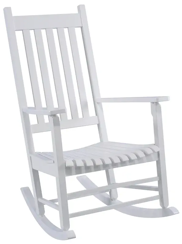 Knollwood Porch Rocking Chair, Mission-Style Wood, White